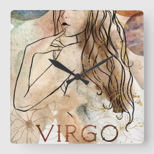 Virgo Maiden Earth teken astrologisch symbool goud Vierkante Klok