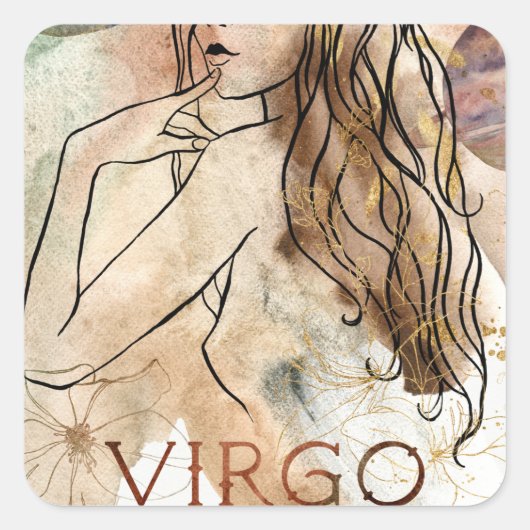 Virgo Maiden Earth teken astrologisch symbool goud Vierkante Sticker (Voorkant)