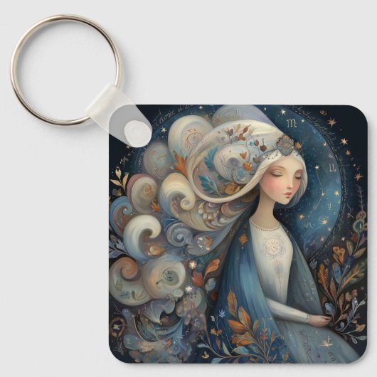 Virgo Maiden Zodiac Astrology Mystical Birthday Sleutelhanger (Voorkant)