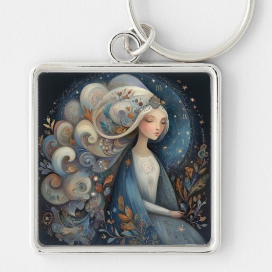 Virgo Maiden Zodiac Astrology Mystical Birthday Sleutelhanger (Voorkant)