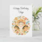 Virgo Maiden Zodiac Boho Verjaardag Flat Kaart (Staand voorkant)