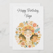 Virgo Maiden Zodiac Boho Verjaardag Flat Kaart (Voorkant / Achterkant)