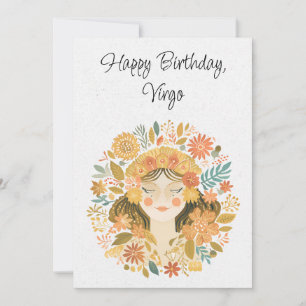 Virgo Maiden Zodiac Boho Verjaardag Flat Kaart