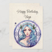 Virgo Maiden Zodiac Waterverf Verjaardag Flat Kaar (Voorkant / Achterkant)