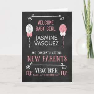 VIRGO New Baby Girl geboren op 22 aug tot 23 sep. Kaart