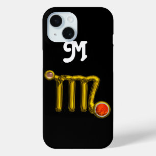 VIRGO ORANJE AGATE GOLD ZODIAC SIGN JEWEL MONOGRAM iPhone 15 CASE