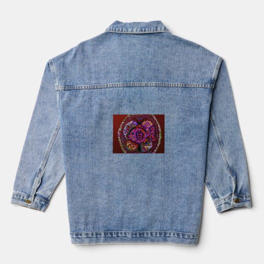 Virgo/Pisces Inside A Red Birthstone Egg Denim Jacket (Achterkant)