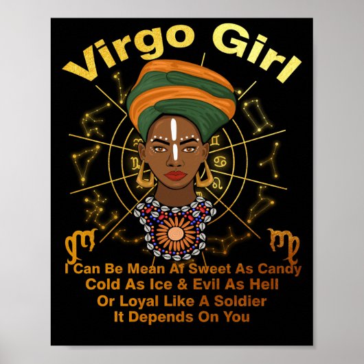 Virgo Queen Sweet als Snoep Birthday Black Women Poster (Voorkant)