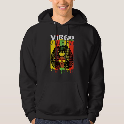 Virgo Queen Zodiac Afro Hair Style Blessed Classy Hoodie (Voorkant)