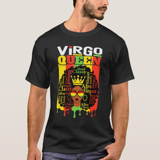 Virgo Queen Zodiac Afro Hair Style Blessed Classy T-shirt (Voorkant)