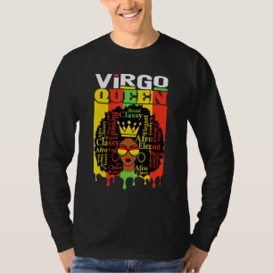 Virgo Queen Zodiac Afro Hair Style Blessed Classy T-shirt