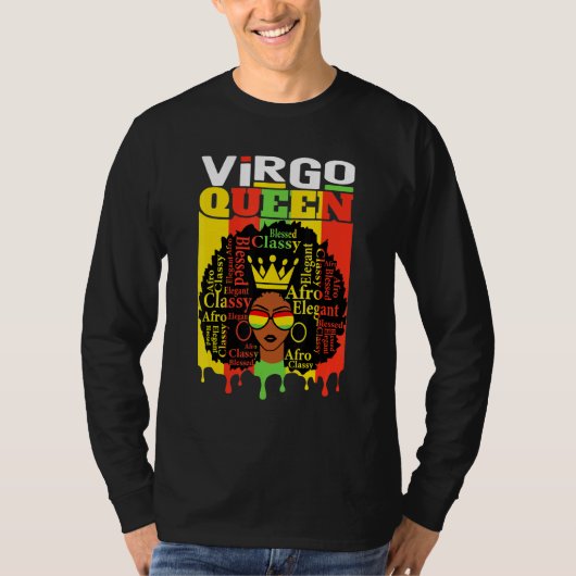 Virgo Queen Zodiac Afro Hair Style Blessed Classy T-shirt (Voorkant)