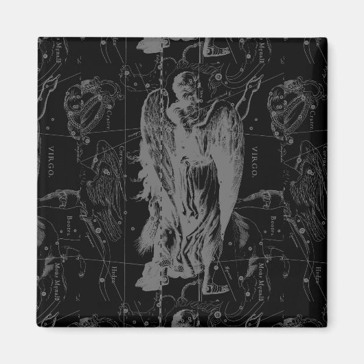Virgo Sign Constellation Hevelius Black Decor Magneet (Voorkant)