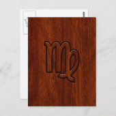 Virgo Sign in Mahogany wood style Briefkaart (Voorkant / Achterkant)