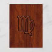 Virgo Sign in Mahogany wood style Briefkaart (Voorkant)