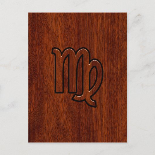 Virgo Sign in Mahogany wood style Briefkaart (Voorkant)