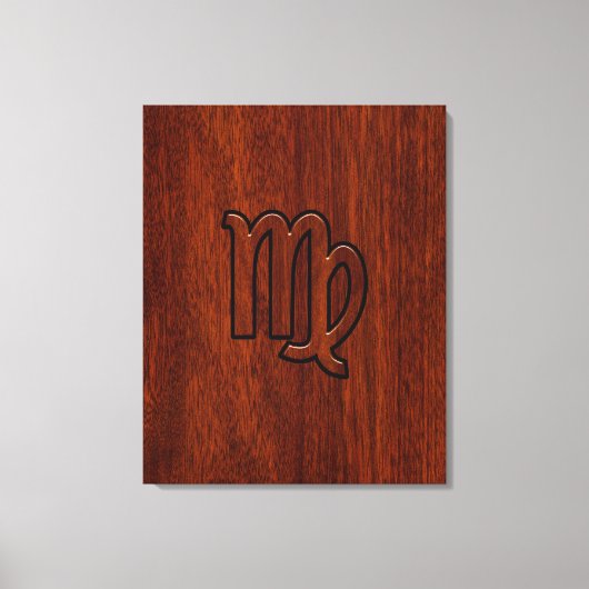 Virgo Sign in Mahogany wood style Canvas Afdruk (Voorkant)