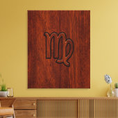 Virgo Sign in Mahogany wood style Canvas Afdruk (Insitu (Woonkamer))