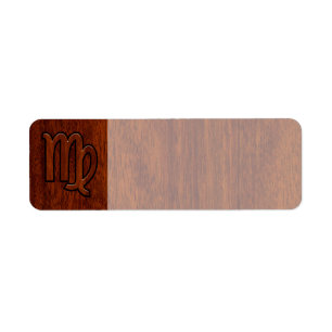 Virgo Sign in Mahogany wood style Etiket