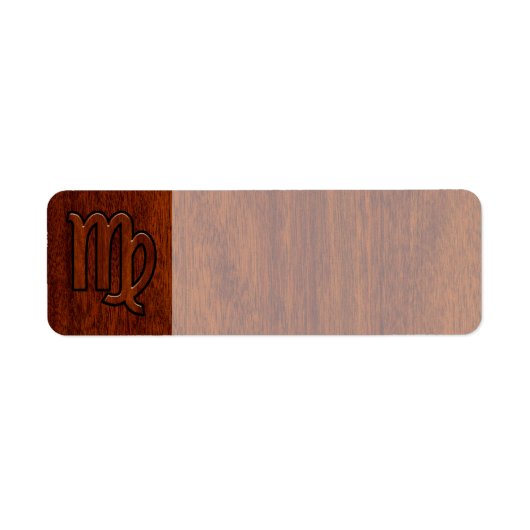 Virgo Sign in Mahogany wood style Etiket (Voorkant)
