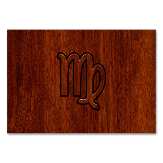 Virgo Sign in Mahogany wood style Kaart (Voorkant)