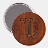 Virgo Sign in Mahogany wood style Magneet (Voorkant / Achterkant)