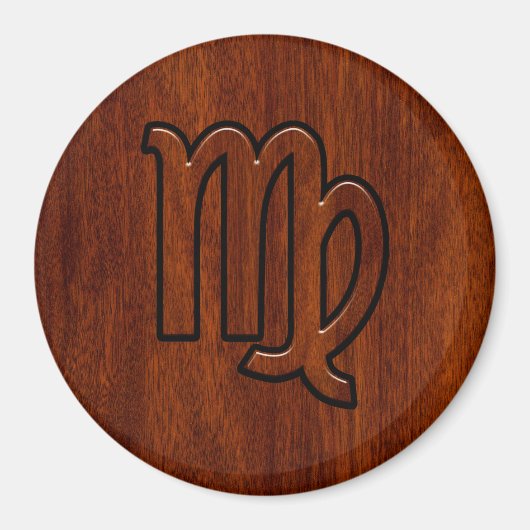 Virgo Sign in Mahogany wood style Magneet (Voorkant)
