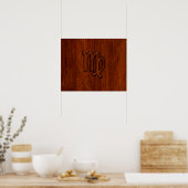 Virgo Sign in Mahogany wood style Poster (Keuken)