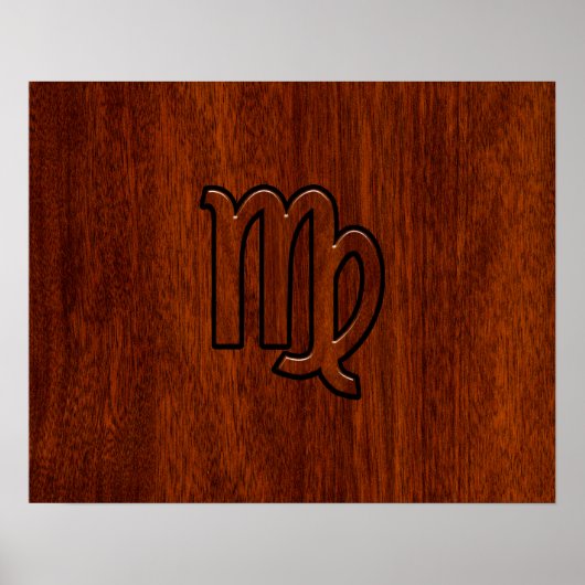 Virgo Sign in Mahogany wood style Poster (Voorkant)
