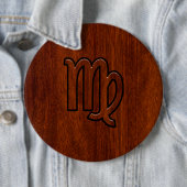 Virgo Sign in Mahogany wood style Ronde Button 6,0 Cm (In situ)