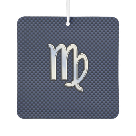 Virgo Sign on Blue Carbon Fibre Print Style Luchtverfrisser (Voorkant)