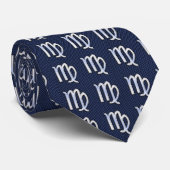 Virgo Sign on Blue Carbon Fibre Print Style Stropdas (Opgerold)