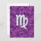 Virgo Sign on Pink Fuchsia Digital Camouflage Briefkaart (Voorkant / Achterkant)