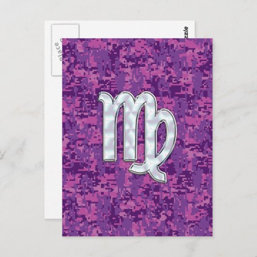 Virgo Sign on Pink Fuchsia Digital Camouflage Briefkaart (Voorkant / Achterkant)