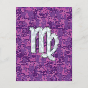 Virgo Sign on Pink Fuchsia Digital Camouflage Briefkaart