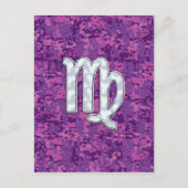 Virgo Sign on Pink Fuchsia Digital Camouflage Briefkaart (Voorkant)