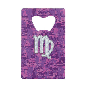 Virgo Sign on Pink Fuchsia Digital Camouflage Creditkaart Flessenopener