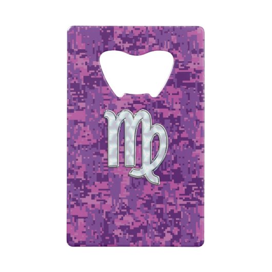 Virgo Sign on Pink Fuchsia Digital Camouflage Creditkaart Flessenopener (Voorkant)