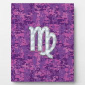 Virgo Sign on Pink Fuchsia Digital Camouflage Fotoplaat (Voorkant)
