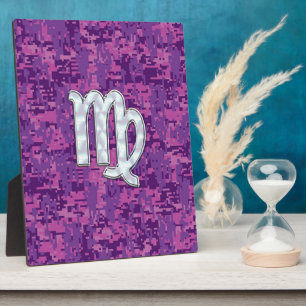 Virgo Sign on Pink Fuchsia Digital Camouflage Fotoplaat