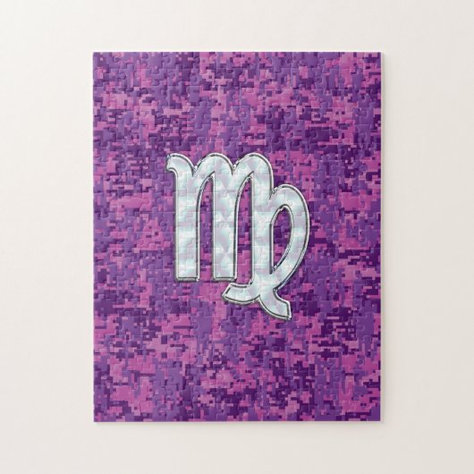 Virgo Sign on Pink Fuchsia Digital Camouflage Legpuzzel (Verticaal)