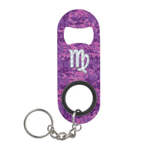 Virgo Sign on Pink Fuchsia Digital Camouflage Mini Flessenopener