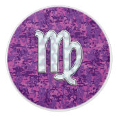 Virgo Sign Pink Fuchsia Digital Camouflage Style Keramische Knop (Voorkant)