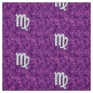 Virgo Sign Pink Fuchsia Digital Camouflage Style Stof