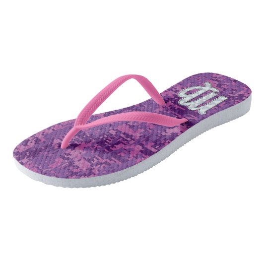 Virgo Sign Pink Fuchsia Digital Camouflage Style Teenslippers (Schuin)
