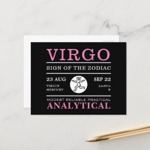 Virgo Sign. van de Zodiac, Astrologisch Briefkaart