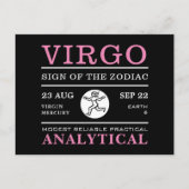 Virgo Sign. van de Zodiac, Astrologisch Briefkaart (Voorkant)