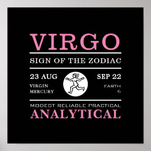 Virgo Sign. van de Zodiac, Astrologisch Poster