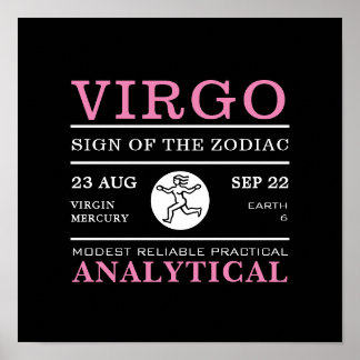 Virgo Sign. van de Zodiac, Astrologisch Poster