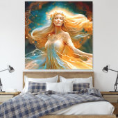 Virgo Star Sign Goddess, Celestial Being, Zodiac Canvas Afdruk (Insitu (Slaapkamer))